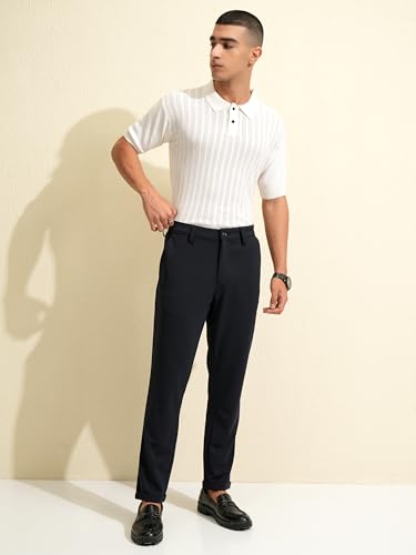 Image of Highlander Men's Slim Fit Formal Trousers | Ankle Length | Smart Chinos for Men | Comfortable Fabric for Daily Work & Formal Occasions