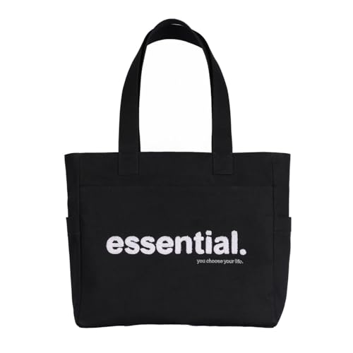 Image of TSANTA U Shaped Canvas Tote Bag, 35.56x33.02 cm with 10.8 cm Gusset, Cotton, Zipper Closure, Laptop Compartment
