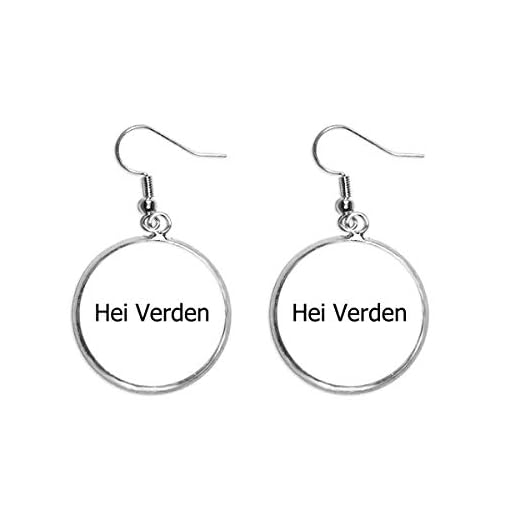 Hello World norska språket öra hängande silver droppe örhänge smycken kvinna