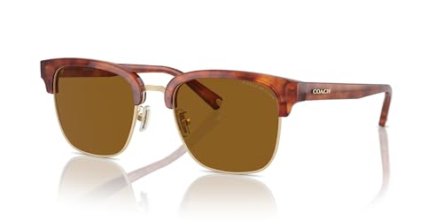 COACH Men's HC8326 Square Sunglasses, Caramel Tortoise/Light Gold/Brown Solid Polarized, 52 mm2