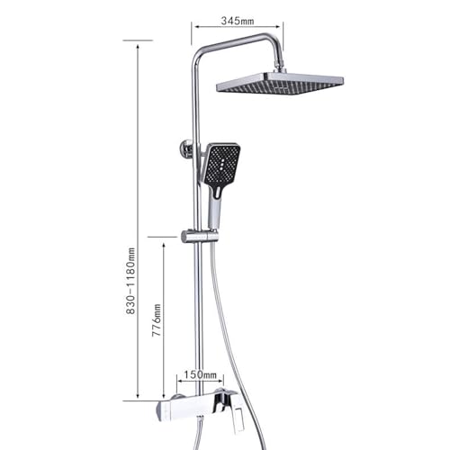 Robinet de baignoire avec colonne de douche cascade et douchette - 7