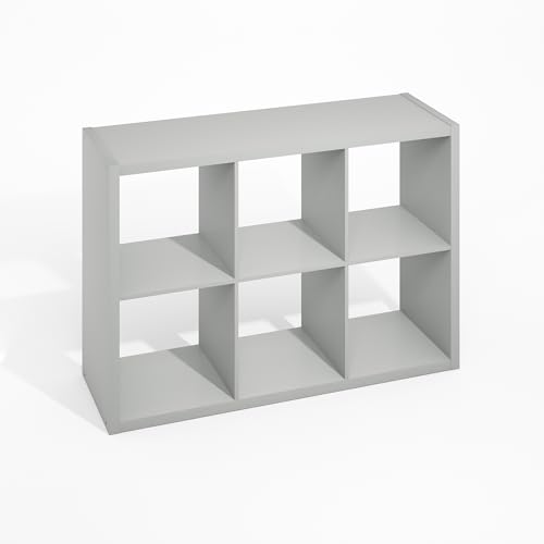 Image of Furinno HERMITE Kitchen Island, 6-Cube Coffee Bar, Extra Thick Kitchen Storage, Bakers Rack, for Pantry Organizers and Storage, Kitchen Organization, Light Grey