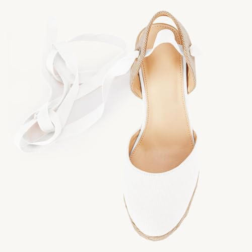Image of Juliet Holy Womens Lace up Espadrilles Closed Toe Wedges Sandals Strappy Slingback Platform Heels