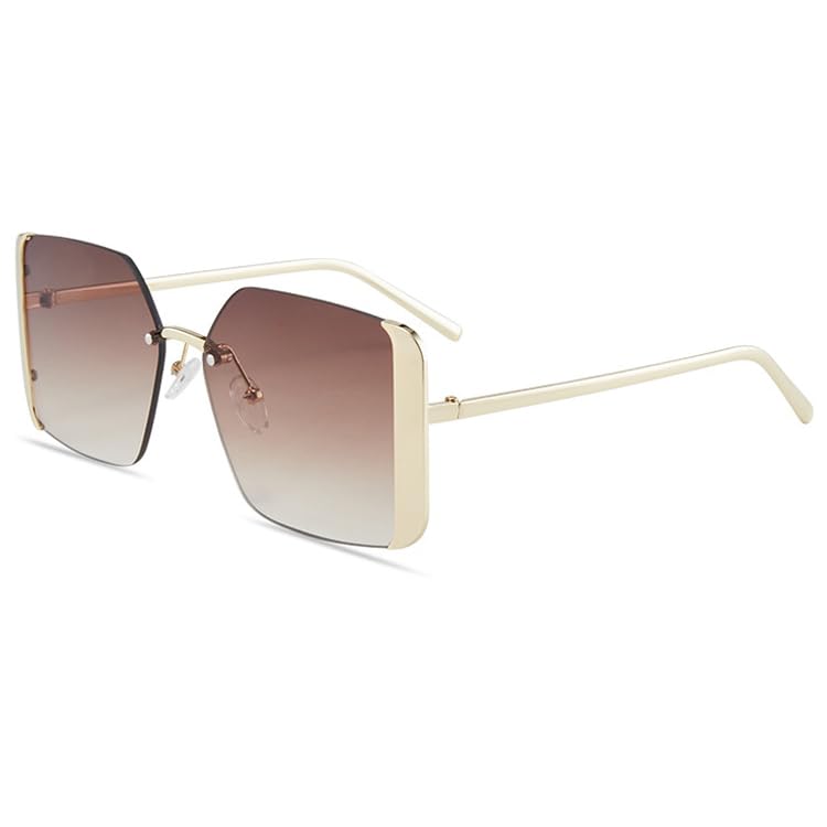 bullabulling Fashion Square Sunglasses for Women Trendy Metal frame Oversized Outdoor Shades Luxury Men Gradient Lens