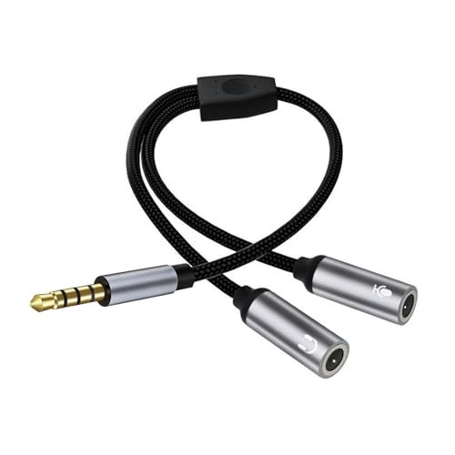 Sdoppiatore Cuffie Microfono 3,5mm, Adattatore Jack 3,5mm Maschio a 2 Femmine Y, Adattatore Audio Microfono Cuffie, Cavo Splitter Audio per PS4, Xbox One, Smartphone, Tablet, PC, iPod, Lettore MP3