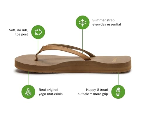 Image of Sanuk Yoga Joy Womens Flip Flops | Yoga Mat Footbed | Sandals for Women | Womens Yoga Sandals | Women's Beach Sandals