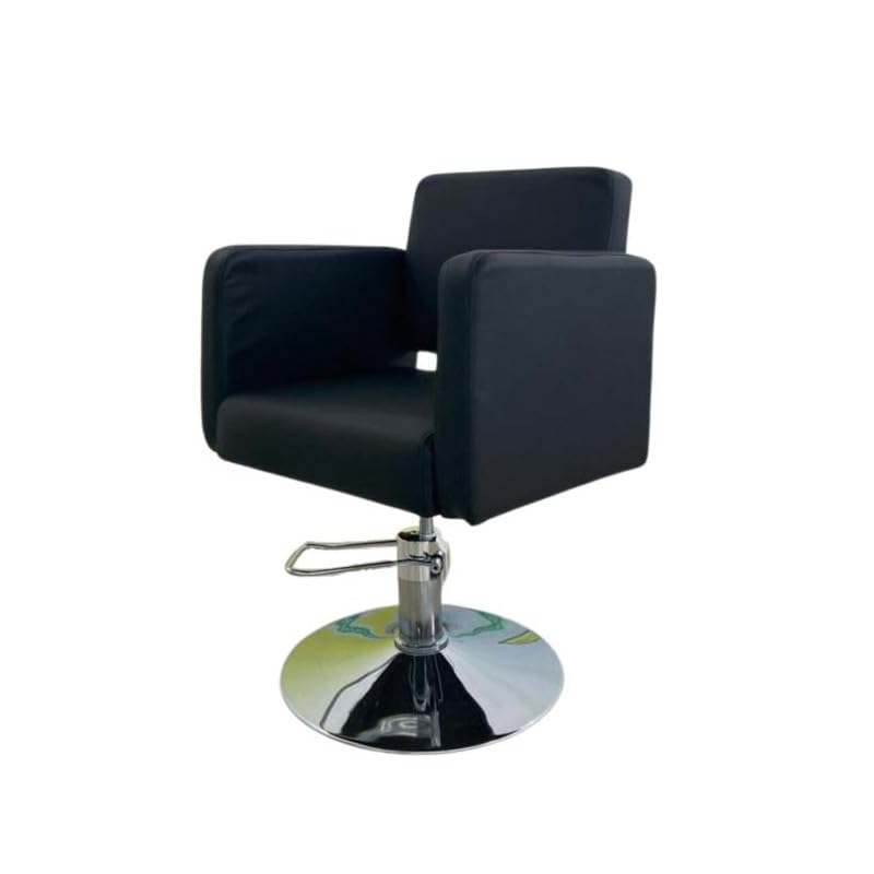 Genérico Sillón para Profesionales de Peluqueria - Silla tapizado en Color Negro para Barberías - Sillón Cuadrado Base Redonda para Salones de Belleza