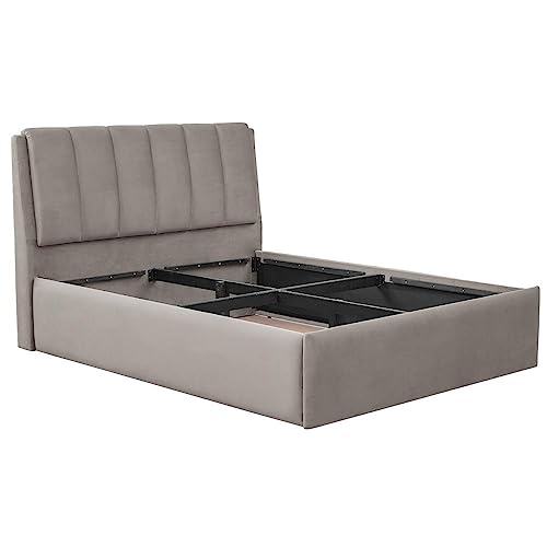 Image of Wakefit Bed | Queen (78 X 60) Solid Wood Bed, Upholstered, with Storage, 3 Year Warranty | - Antho - Velvet Tuscan Tan
