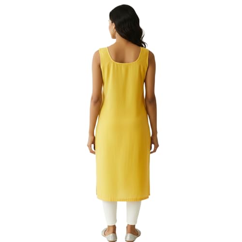 Image of Cotton Inner Slip camesoli for Women, Full Length Inner for Chikankari Kurti, Women Indoor Dress Cotton Sleeveless camesole,Holi Outfit (Color- Light Yellow)