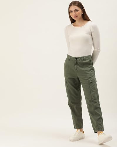 Image of IVOC Women Paneled Multi-Pocket 100% Cotton Cargo Pants