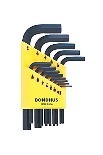 Bondhus 12237 Set of 13 Hex L-wrenches, Short Length, sizes .050-3/8