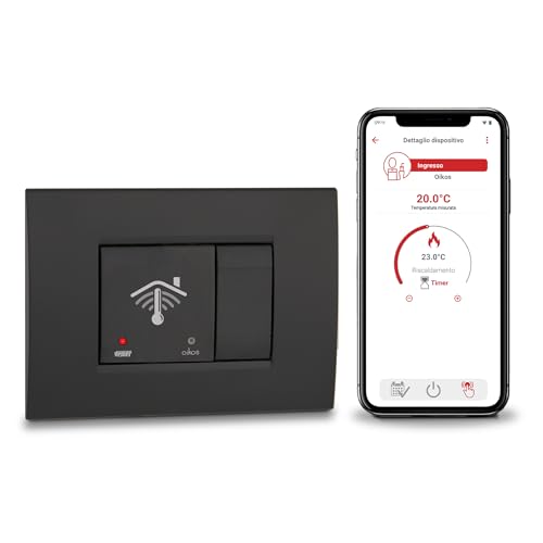 VEMER VE796100 OIKOS WIFI - Cronotermostato WiFi da Incasso 2 Moduli, Termostato Smart Controllabile con APP, Compatibile Alexa e Google Home, Programmazione Settimanale, Alimentazione 230V, Grigio