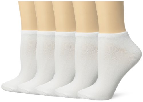 Hanes Women's 5 Pack Comfort Collection Value Pack Liner Socks Liner Extended Size Sock, White, 10-12