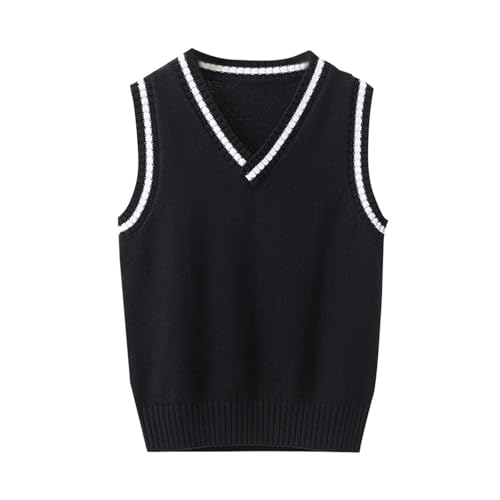 Girls Boys Preppy Sweater Vest Kids Classic Knit Cotton Soft School Uniform Sweater Fall Cute Gilet Pullover Outfits
