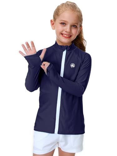 AOBUTE Unisex Kids Zipper Rash Guard Boys UPF 50+ UV Protection Sun Shirt with Thumb Hole 3-12 Years4