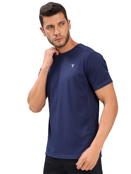 Image of TECHNOSPORT Men's Slim Fit Polyester Activewear Sports T-Shirt with Moisture-Wicking Comfort for Workout, Running & Gym