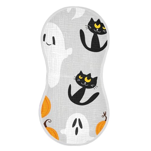 4 Pack Baby Burp Cloths, Soft Absorbent Burping Cloths for Babies, Cotton Milk Spit Up Rags, Large Size for Newborns, Baby Boys and Girls (Playful Black Cats)2