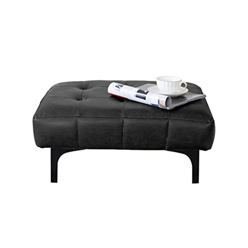 Taburete pequeño de cuero con reposapiés – Juego de 3 bancos de entrada para tumbonas, reclinables y sofás – Elegante reposapiés de cama (tamaño: 60 x 45 x 30 cm)