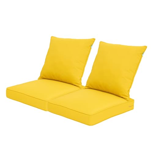 Image of QILLOWAY Outdoor Deep Seating Cushion Set for Patio Chair Furniture 24 x 24(Yellow),2pieces