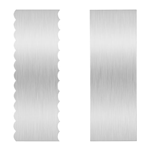 Kefyixc 8.6 Inch Striped Stainless Steel Cake Scraper and Straight Edged Spatula Set of 2 for Smoothing Cake Icing and Decorating by kefyixc - Used condition - US$8.09