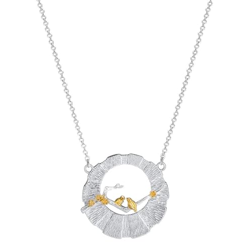 Pendentif rond creux oiseau argent 925, le cadeau d'anniversaire parfait pour elle