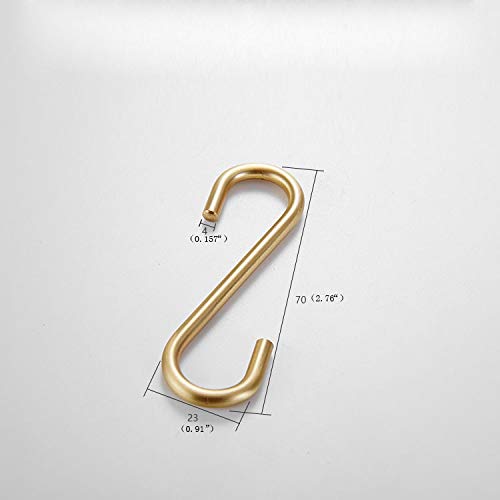Hanging Hooks 5 Pieces,Brass S Shaped Hook Hangers For Kitchen Bathroom,Brushed Gold #TOP1