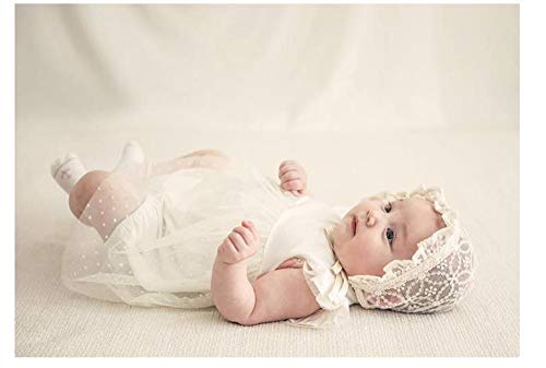 Baby Girl Toddlers Breathable Lacy Bonnet Eyelet Cotton Adjustable Sun Protection Hat (Pale Yellow-1) #TOP6