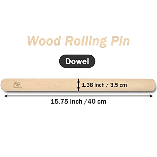 Bakehope Rolling Pin For Baking Pasta Pizza Bread, Natural Beech Wood Dough Roller(15.75 Inches, Dowel) #TOP1