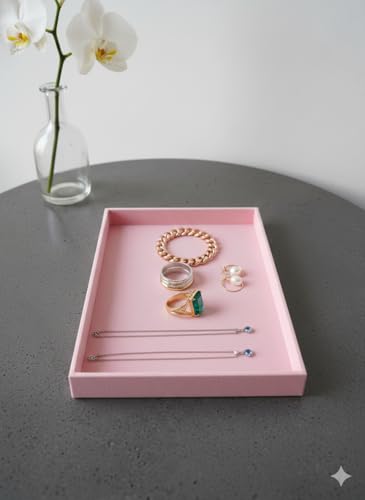 Image of Velvet Jewellery Drawer Organizer Stackable Tray in Pink for Serving