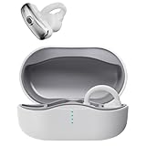 GZCRDZ True Bone Conduction Bluetooth Earphones TWS Open Ear Clip Wireless Headphone with Mic Sports Headsets for All Phone (White)