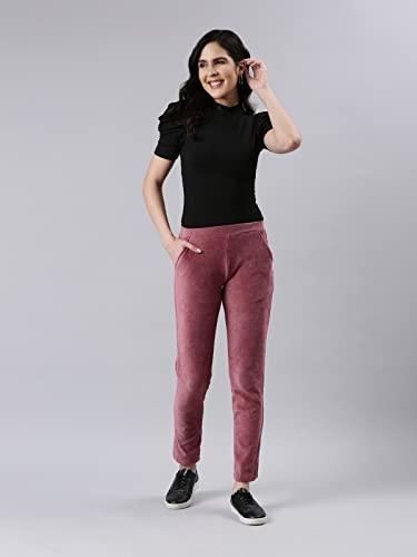 Image of GO COLORS Solid Corduroy Treggings for Women | Warmtech, Mid Rise, Side Pocket