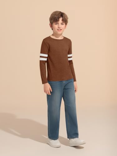Image of Haloumoning Boys Long Sleeve Shirts Kids Crewneck T Shirts Casual Striped Tops Tees 5-14 Years