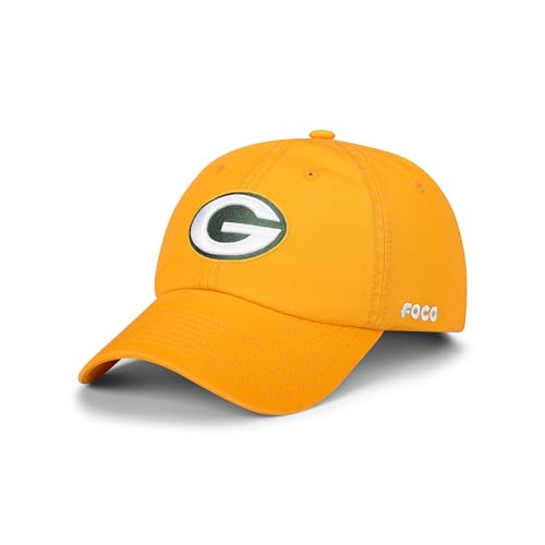 FOCO Men's Green Bay Packers-Gold Cap NFL Logo Casual Hat, Team Color