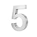 Produktbild KOBERT GOODS Hochwertig Modern Gebürstet Edelstahl V2A Hausnummer 5 klassisch 3D-Effekt Design Wetterfest und Rostfrei inklusive Montage-Material Höhe 20cm Tiefe 3cm Groß für Haus und Gartenzaun