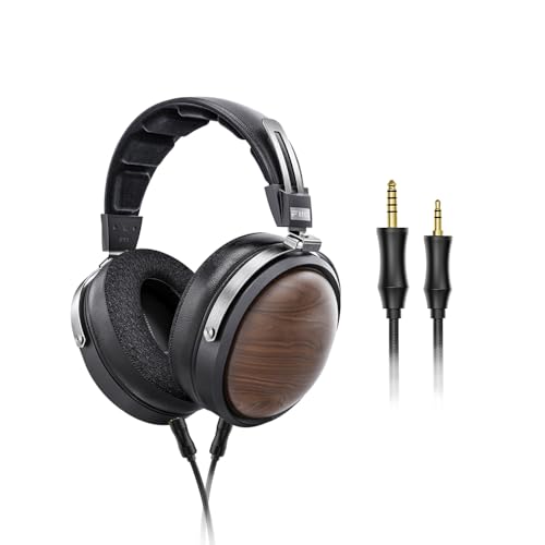FiiO FT1 Closed-Back Over-Ear Nanowood Fiber Composite Membran Wired Hi-Fi Kopfhörer, Abnehmbares Kabel, Amerikanische Schwarze Walnussholz-Ohrmuscheln für Zuhause, Studio, Aufnahme (Schwarz)