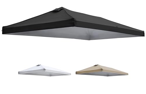 10x20 Canopy Replacement Top Cover with Air Vents for Pop up Canopy Gazebo Tent with Adjustable Strap Waterproof & Anti-UV for Outdoor Shade (Top Only) (Black)