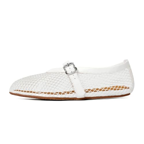 Image of vivianly Mesh Ballet Flats Shoes for Women Flats Comfortable Dressy Round Toe Mesh Flats Fishnet Mary Jane Flats for Events Party Leisure