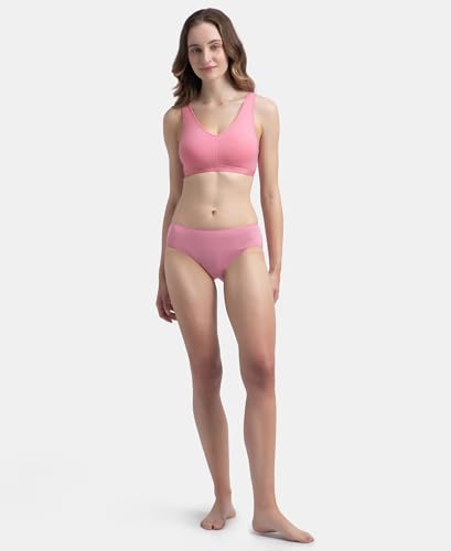 Image of Jockey ES04 Women's Wirefree Padded Super Combed Cotton Elastane Stretch Full Coverage Sleep Bra with Removable Pads and Ultrasoft Underband
