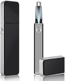 ACWOO Nose Hair Trimmer for Men, Professional Painless Ear and Nose Hair Trimmer Clipper, Battery-Operated Facial Hair Trimmer with Light, IPX7 Waterproof, Dual Edge Blades (Black)