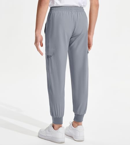 DEVOROPA Boys Joggers Lightweight Hiking Cargo Pants Water Resistant UPF 50+ Quick Dry Youth Kids Athletic Running Pants3