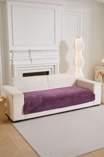 Image of HOMETHREADS Innovative Premium Velvet Sofa Cover Mat with PVC Backing for Non-Slip Comfort (C Purple, 1 Seater Large | 70x90cm)
