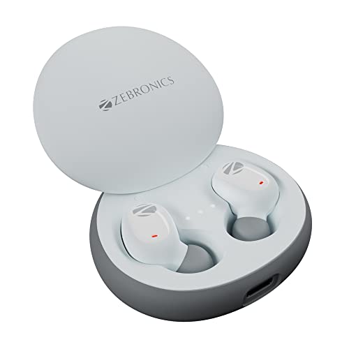Image of Zebronics Sound Bomb N1 TWS in Ear Earbuds with ENC Calling, Gaming Mode (max 50ms), Bluetooth 5.2, 18H Backup, Fidget Case, Voice Assistant, Splash Proof, Type C & Call Function (Fog White)