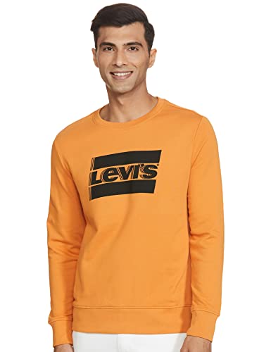 Image of Levi's Men's Cotton Crew Neck Regular Fit Sweatshirt (59638-0173 Topaz Orange L)