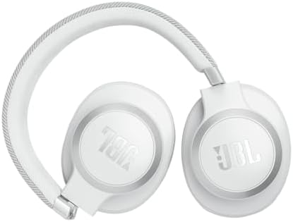 JBL Live 770NC - Wireless Over-Ear Headphones with True Adaptive Noise Cancelling with Smart Ambient, Up to 65 Hours of Battery Life, Comfort-fit Fabric Headband & Carrying Pouch (White)