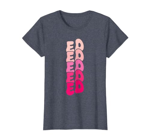 ED Vintage Personalized Name I Love ED T-Shirt, Women, Heather Blue, XX-Large