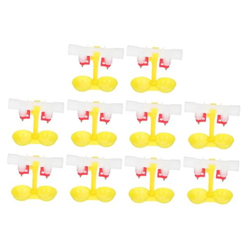 YARNOW 10個 チキンダブルヘッド飲水器 強耐久性 家禽用自動給水カップ コンパクト設計 汚れ防止機能付き 鶏 家禽用飲水システム