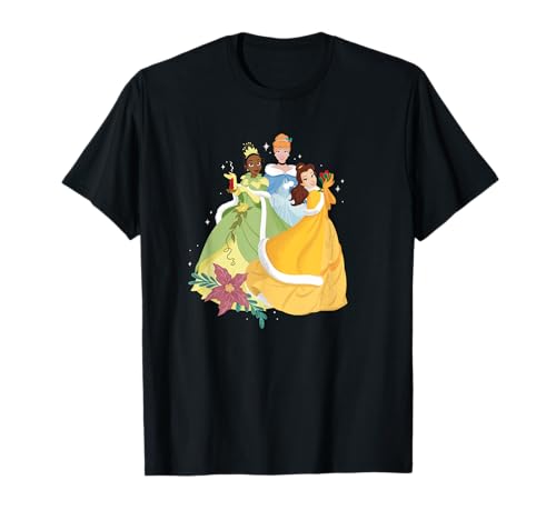 T-shirt de Noël Disney Princess Tiana Cinderella Belle : Cadeau idéal