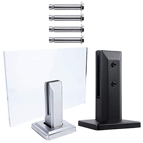 PHASFBJ 1 Pack Edelstahl-Glas Zapfen Klemme, Boden Glasklemme für 6/16"~9/16" rahmenloses Glas, für Balustrade Panel Pool Deck Zaun, mit Dehnschraube,Schwarz,160mm high Cover