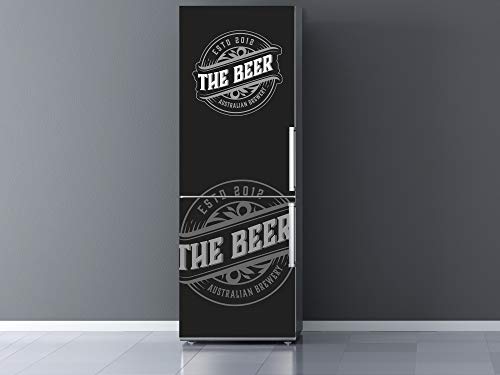 Vinilo para Frigorífico Beer Blanco y Negro 60x185cm | Adhesivo Resistente y Económico | Pegatina Adhesiva Decorativa de Diseño Elegante
