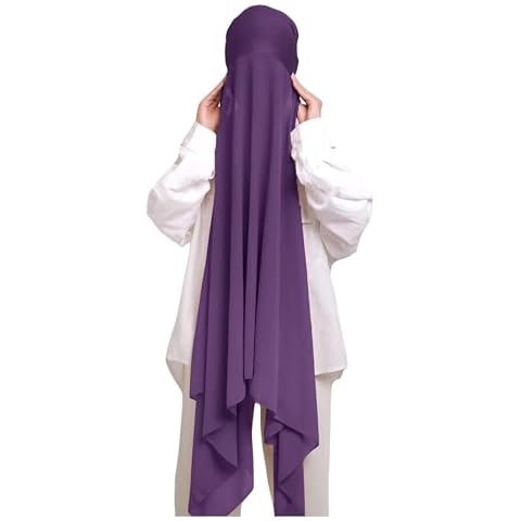 Lina & Lily Muslim Chiffon Instant Hijab Head Scarf with Matching Tie Back Jersey Undercap (Dark Purple) Cover